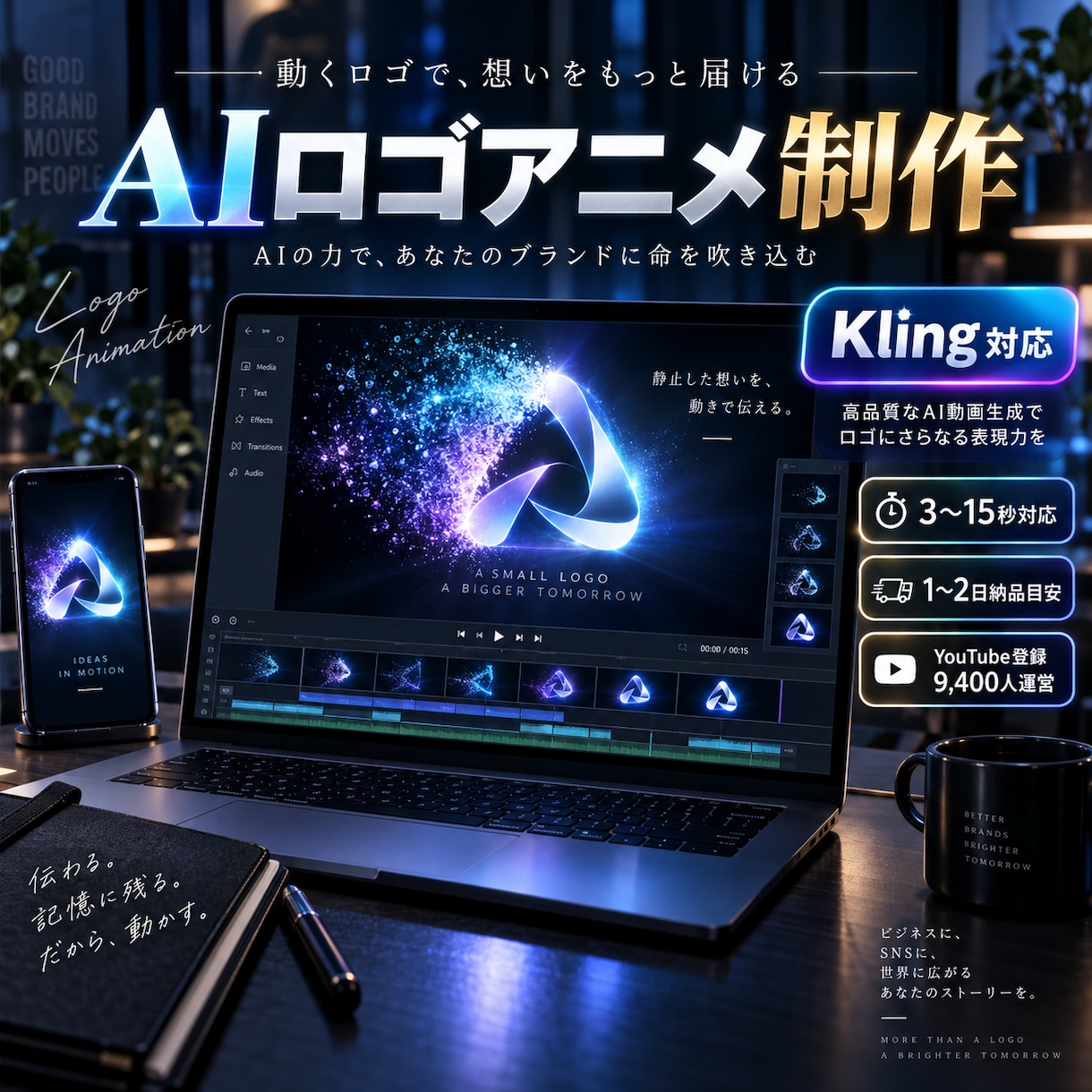 AIでロゴアニメーションを作ります お手頃価格で、ロゴが組み上がる動画を作ります！※即日納品可！ イメージ1
