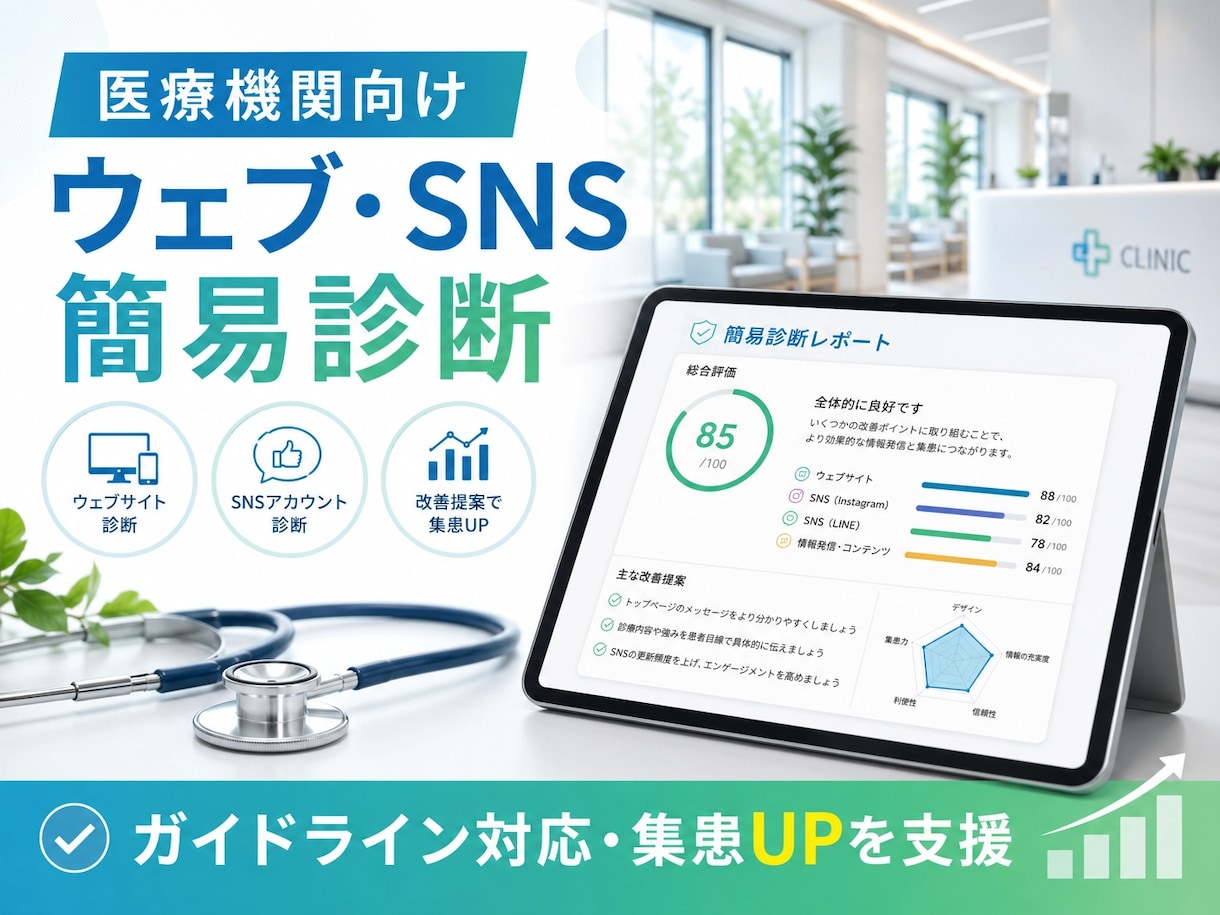医療機関ウェブ・SNS簡易診断します 医療広告ガイドライン対応！集患UPを支援 イメージ1
