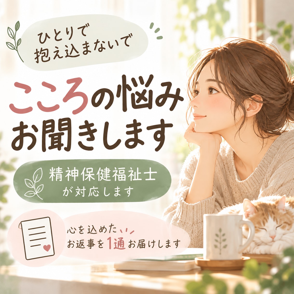 生きづらさや心の悩みに、丁寧にお返事します 精神保健福祉士として、経験者として。その気持ちに寄り添います イメージ1