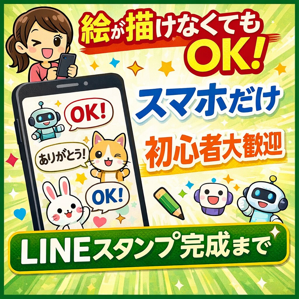 スマホだけでLINEスタンプ作る方法教えます パソコン不要！絵が描けなくてもOK！ イメージ1