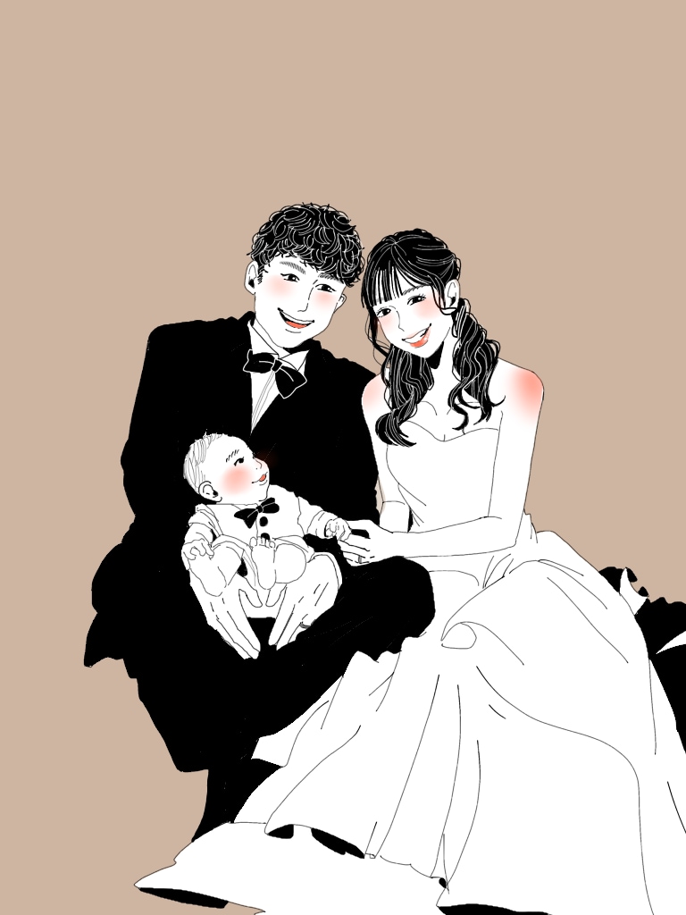 お写真から繊細なイラストをお作りします 白黒+ワンポイントカラーでカッコ可愛いシンプルイラスト♡ イメージ4
