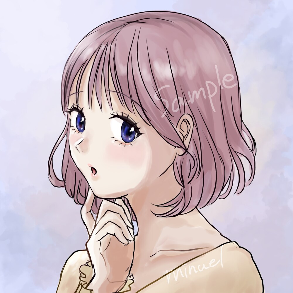淡い雰囲気で目を引くアイコン描きます 商用可／背景透過データ付き／片手ポーズや文字入れ無料 イメージ6