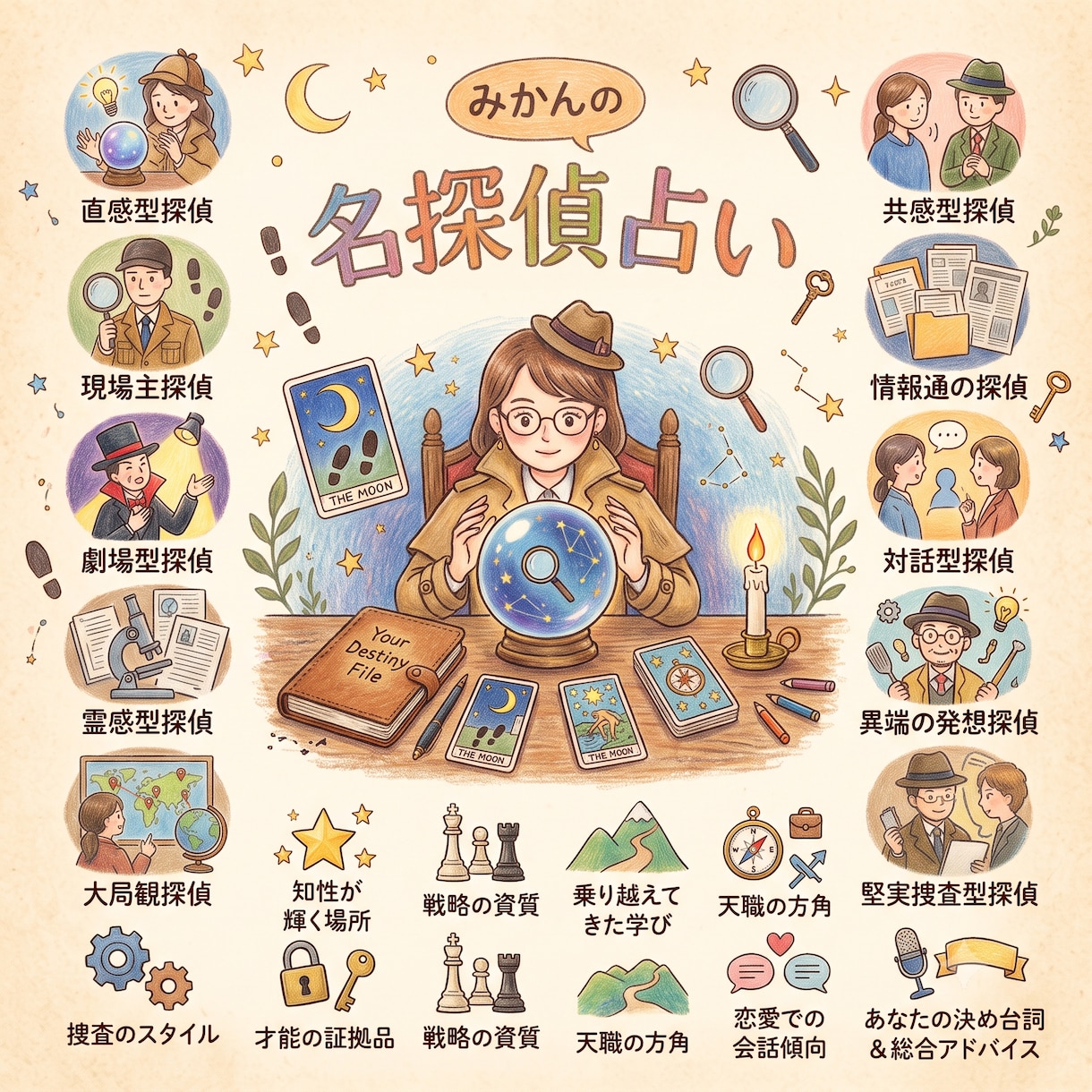 あなたの中に眠る、推理のタイプを占います 思考のクセから天職まで、名探偵タイプを鑑定します イメージ1