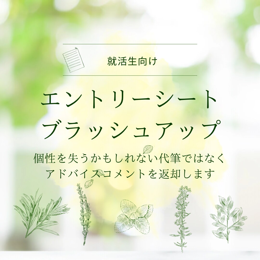 エントリーシートにアドバイスします 代筆でなくアドバイスコメントで個性を失わずブラッシュアップ！ イメージ1