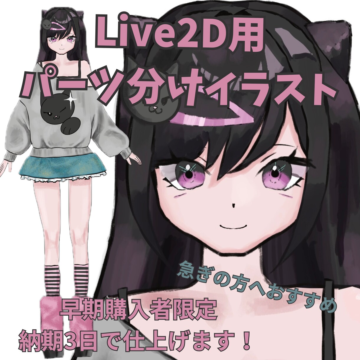 VTuber用のパーツ分けPSDを制作します 女性ウケ◎ ※モデリング非対応 イメージ1