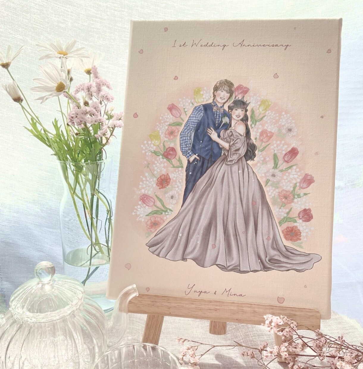 お花のような繊細で上品なイラストをお描きします 結婚式/似顔絵/ウェルカムボード/水彩風/ウェディング イメージ4