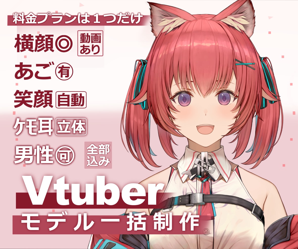 プロ品質な作画のVtuberモデル制作承ります 表情差分6種まで無償、トラッキングアプリ設定マニュアル付き イメージ1