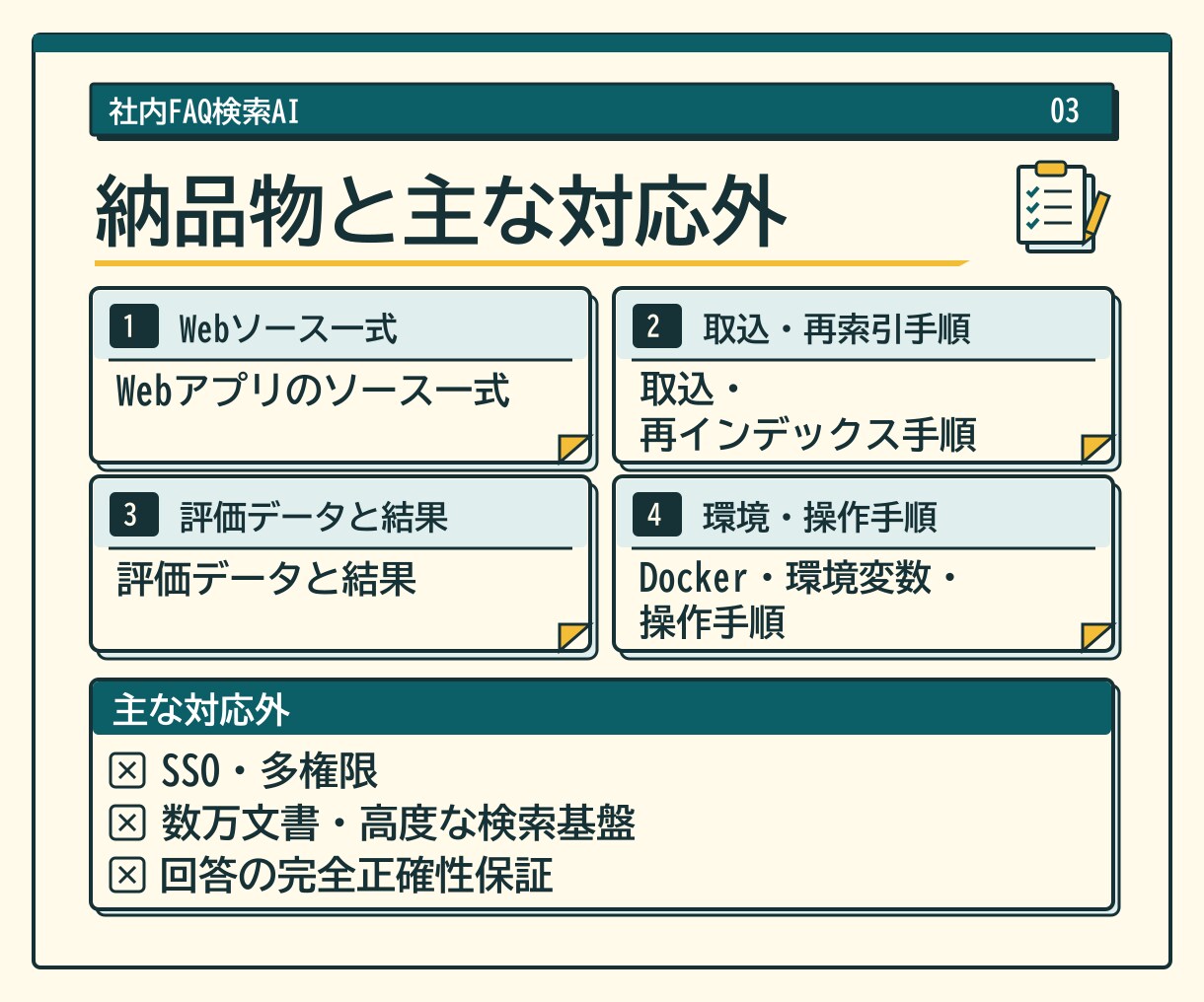 認証付き社内FAQ検索AIを開発します 社内資料を根拠表示付きで検索するWebアプリ イメージ3
