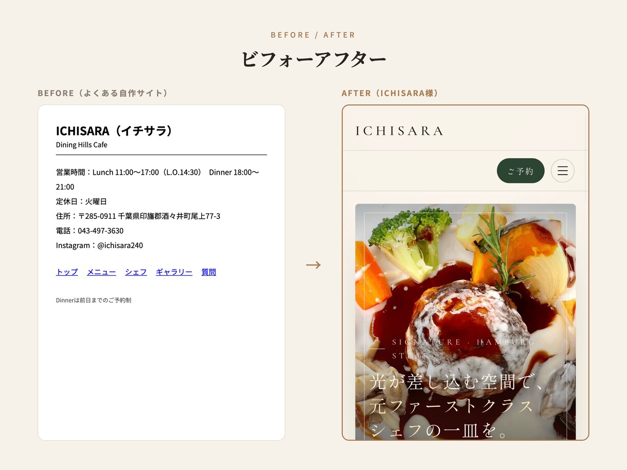 今年中の破格でおしゃれなホームページを制作します 実績募集中の特別価格。飲食・店舗のHPをテンプレなしで丁寧に イメージ6