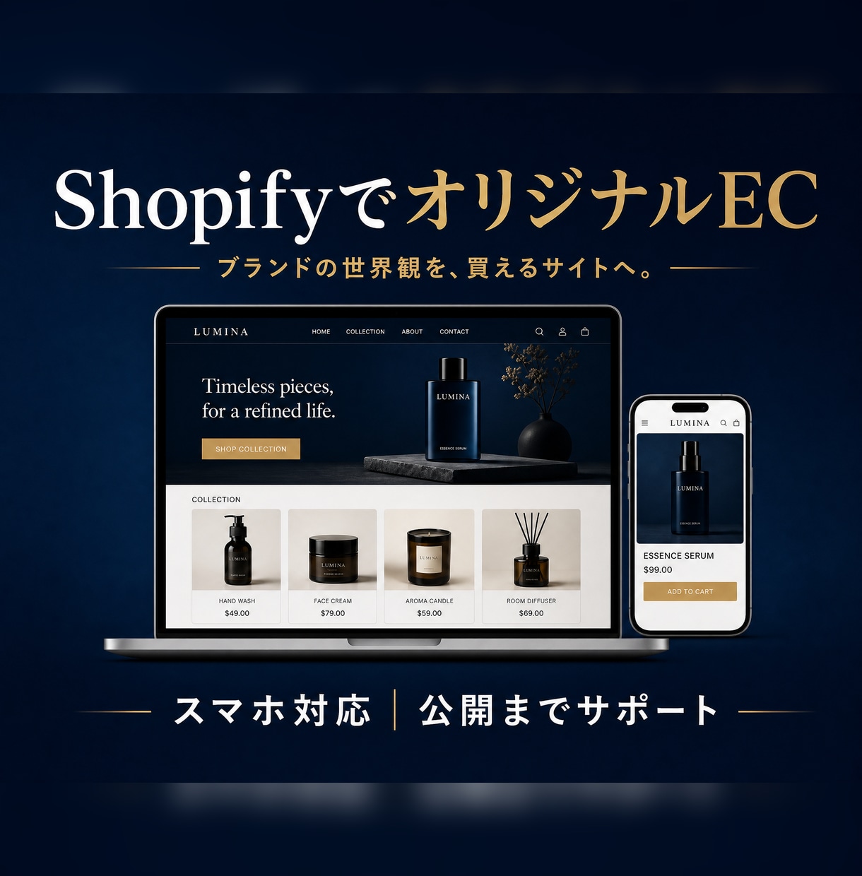 ShopifyでオリジナルECサイトを制作します テンプレート感がなく、商品購入につながるサイトを構築。 イメージ1