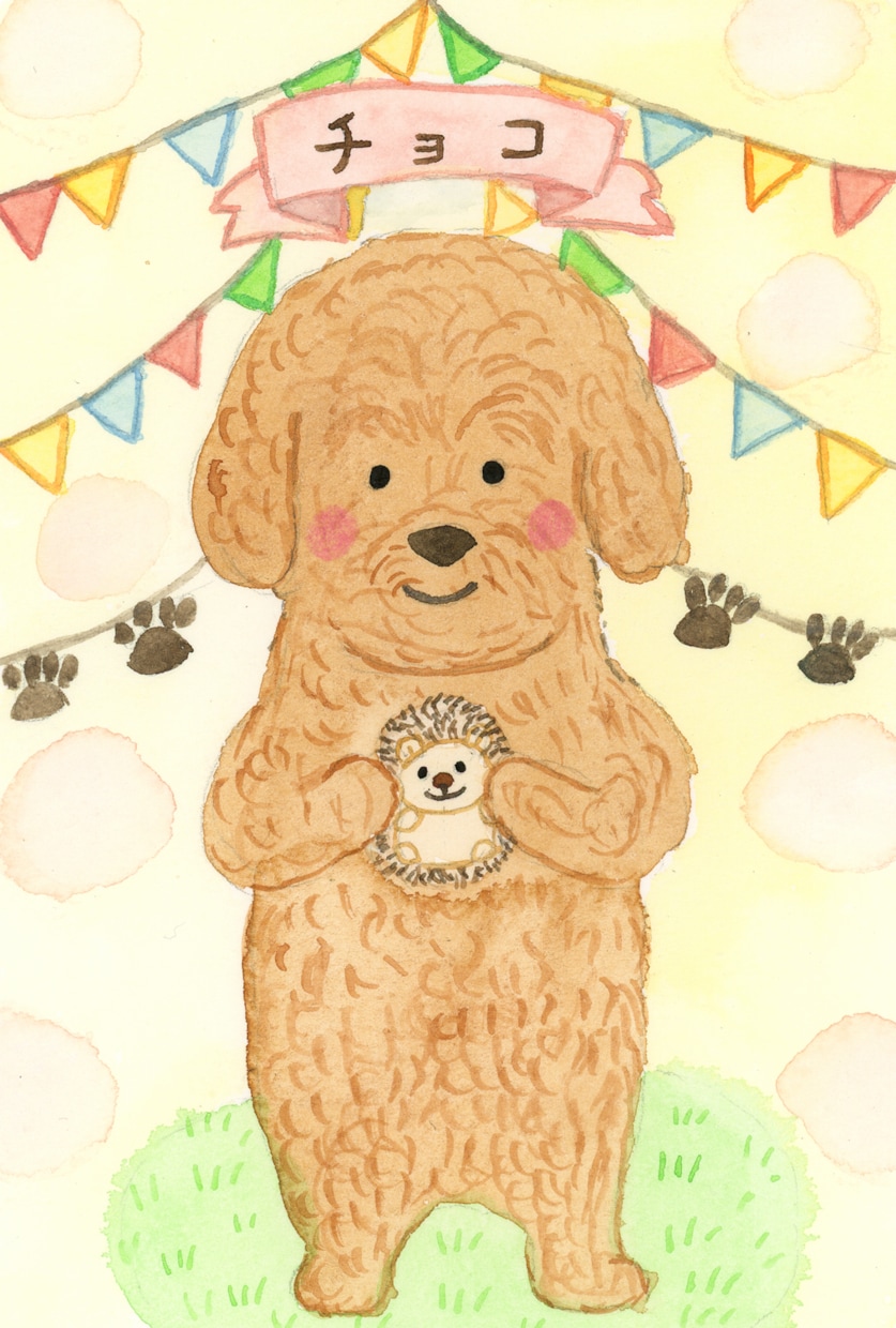 絵本のような温かい愛犬の似顔絵を描きます 絵本の世界のようなキャラクターのように可愛くデフォルメします イメージ6