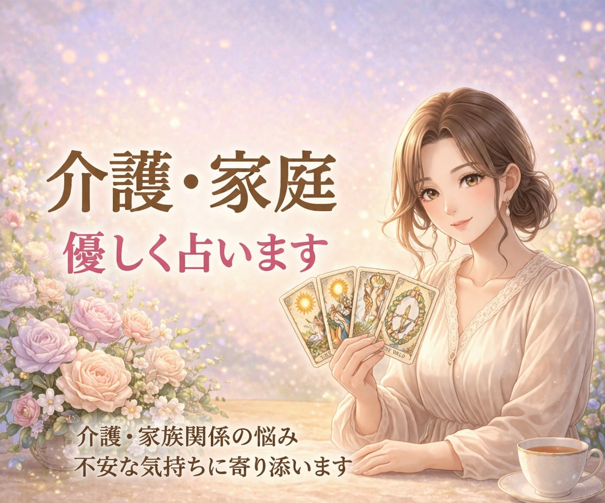 介護の悩み・家族関係・子育てを寄り添って占います 介護の問題ストレス　夫婦仲　親・子供との関係　丁寧に占います イメージ1