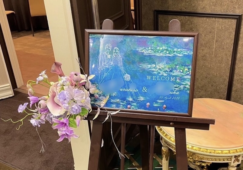 イラスト入りモネの池ウェルカムボード描きます 前撮りなしでも◯ アンティークでおしゃれ【データ納品】 イメージ9