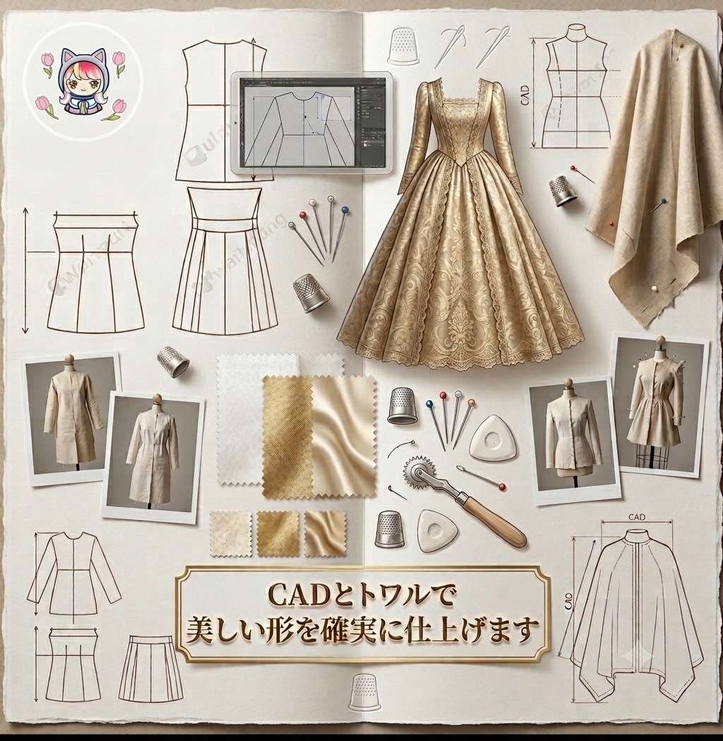 ドール服パターン｜シルエット重視で制作します CADとトワルで美しい形を確実に仕上げます イメージ1