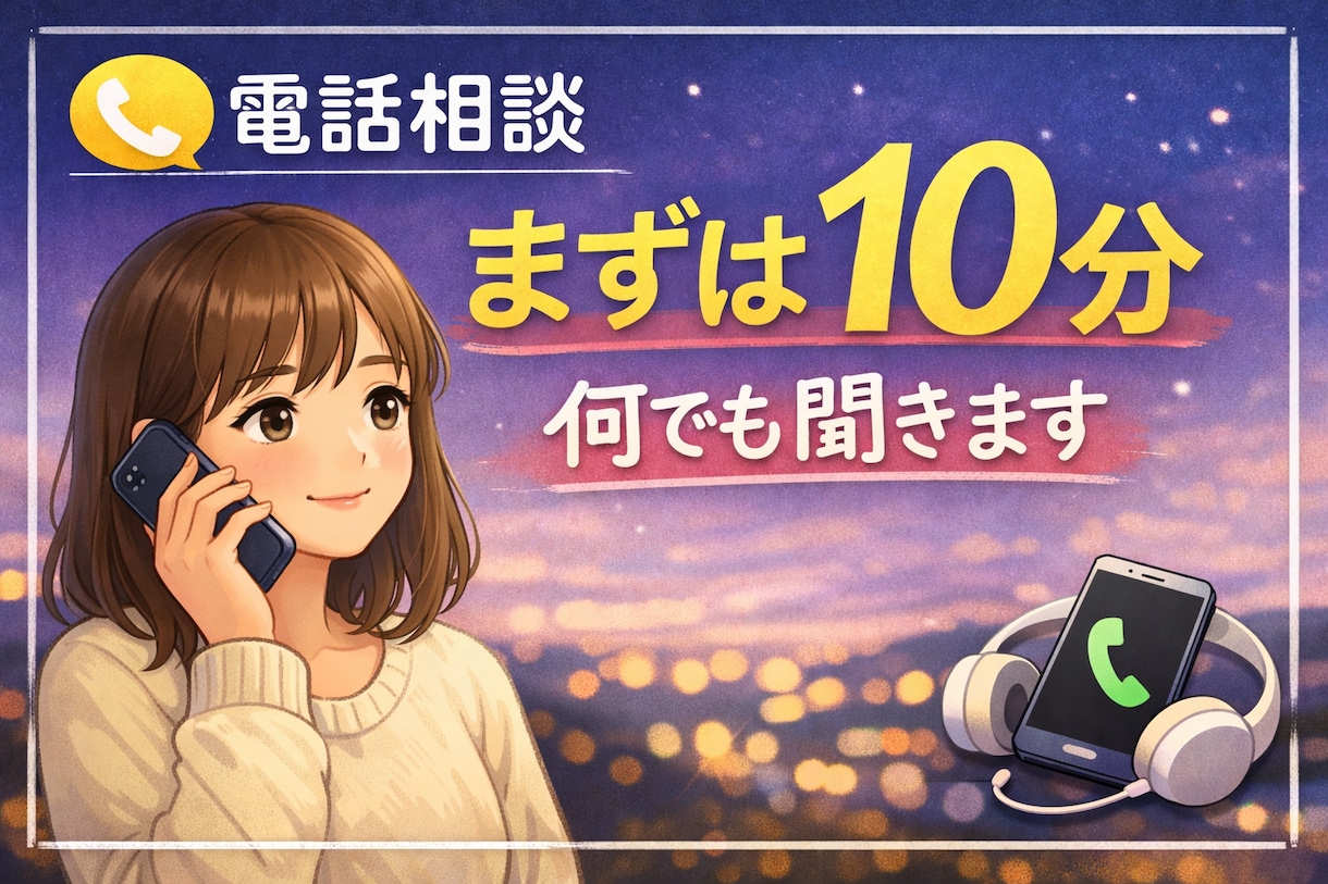 電話相談￤恋愛・仕事・人間関係なんでも聞きます モヤモヤも楽しいことも！明日がいい日なりますように！ イメージ1