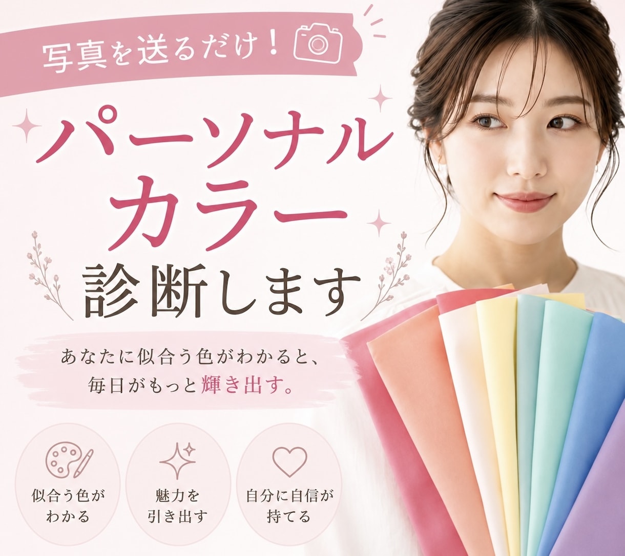 パーソナルカラー診断します 【写真を送るだけ】パーソナルカラー診断｜似合うメイクもご提案 イメージ1