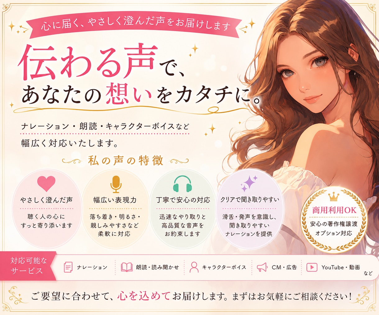 感情を届けるナレーション承ります 温度感のある声で想いをカタチに イメージ1