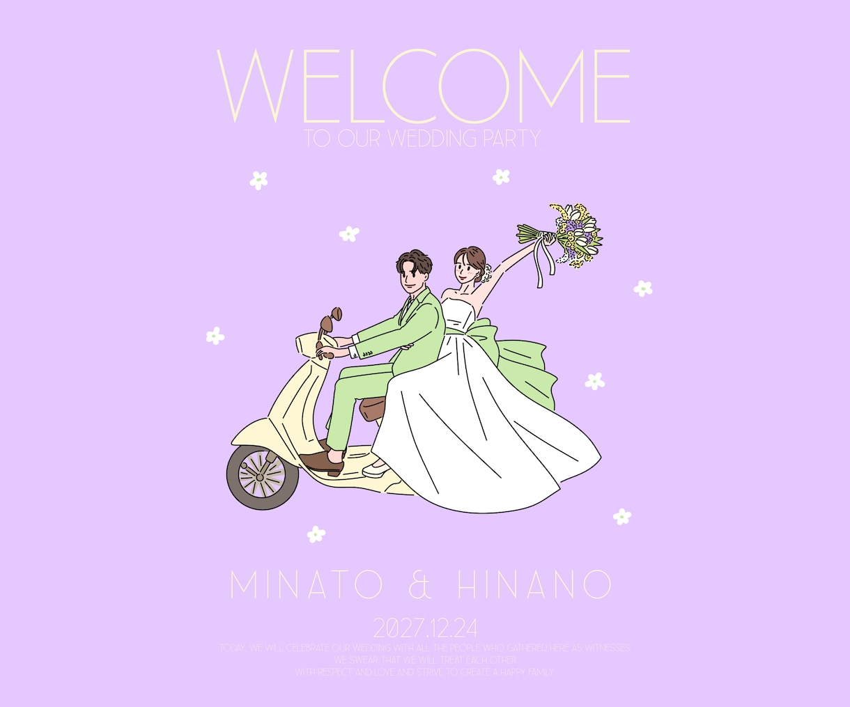 韓国風＊ウェルカムボードイラスト描きます 結婚式のテーマカラーに合わせたウェルカムボードイラスト イメージ3