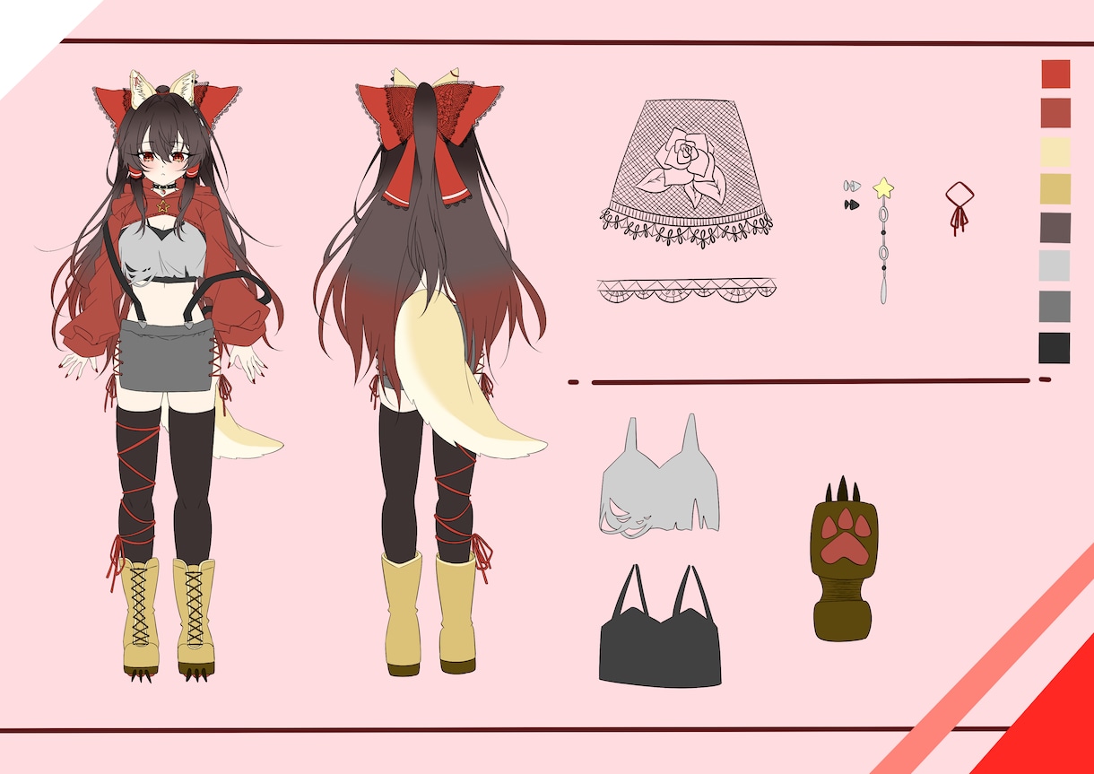 キャラクターのデザイン画(三面図)をおかきします キャラクターへの愛ある一枚をお届けします。 イメージ2