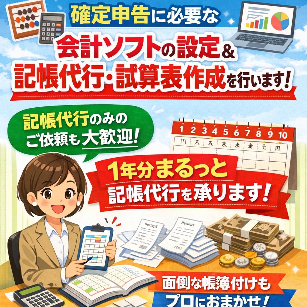 1年分まるっと記帳代行!確定申告に間に合わせます 会計ソフト設定無料！※freee・マネーフォワード限定 イメージ1