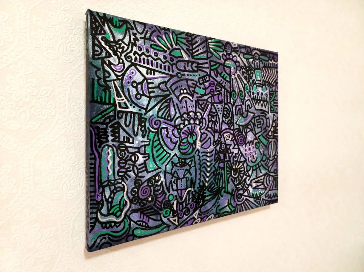 手描き！抽象ライン画を描きます 抽象画とラインアート、立体パーツの融合絵画を描きます！ イメージ3