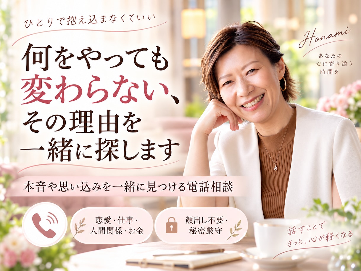 何をやっても変わらない、その理由を一緒に探します 自分でも気づいていない本音や思い込みを一緒に見つけます イメージ1