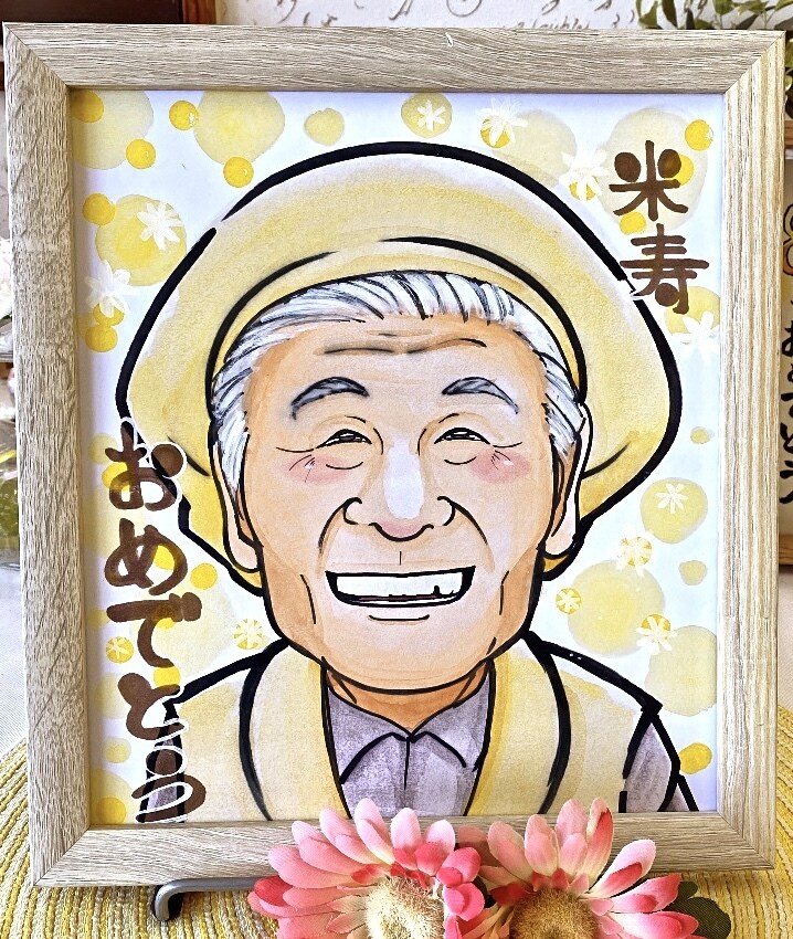 色紙にアナログで優しい唯一無二の似顔絵を描きます 現場で活動する公認似顔絵師が優しい笑顔でお描きします！ イメージ1