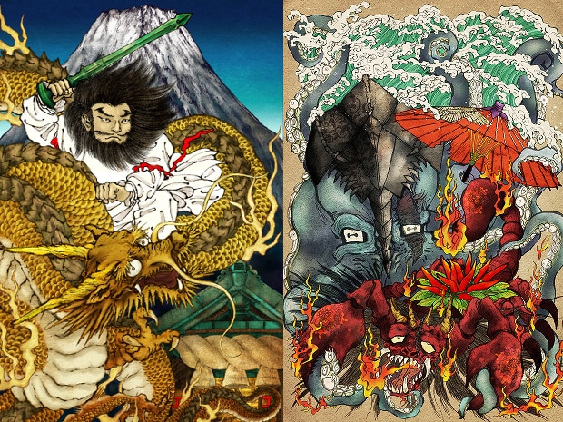 龍、妖怪、鬼、鳳凰、迫力ある和風イラストを描きます 日本画 御朱印 ラベル 浮世絵 鬼 グッズ 看板　ジャケット イメージ1
