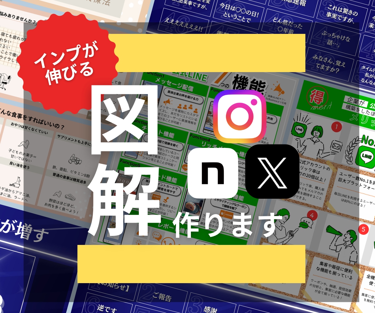 SNSの図解作成します １枚3,000円！図解で視覚から理解できる投稿を イメージ1
