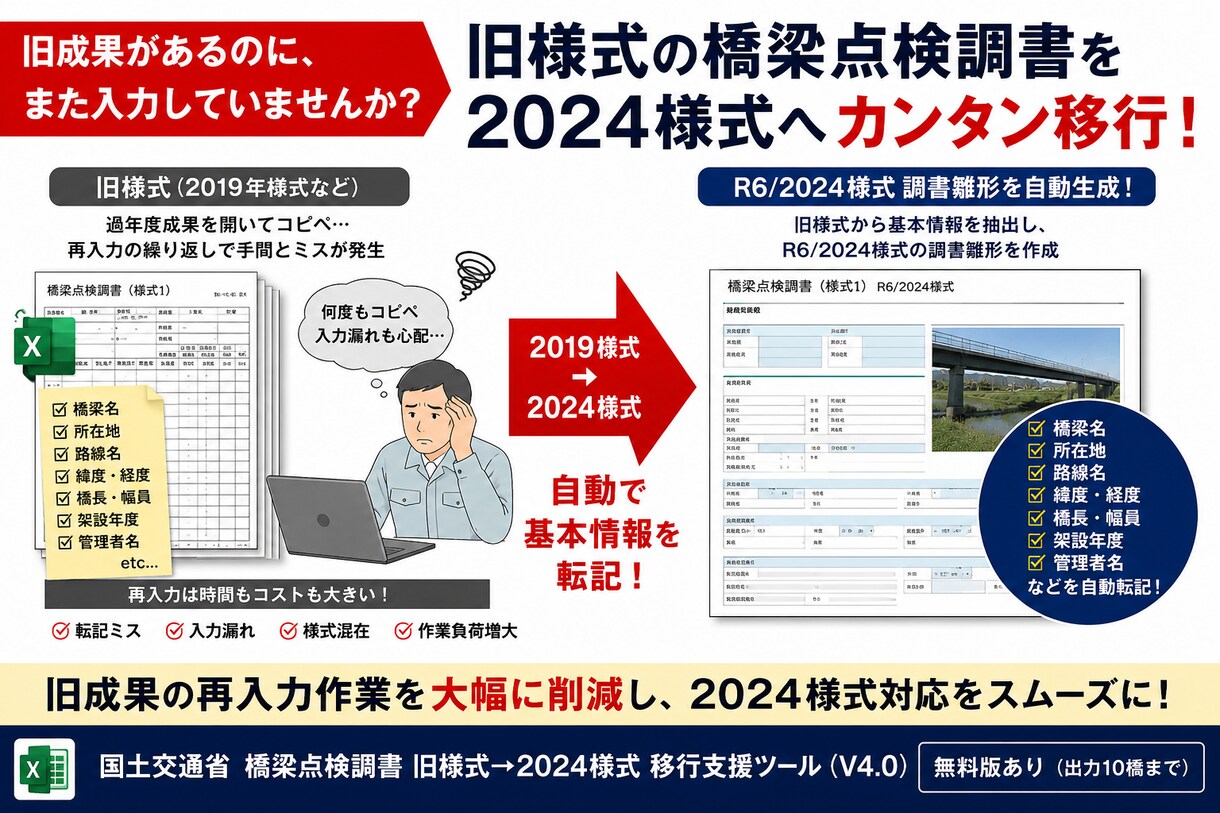 橋梁点検調書Excelの相談に乗ります 建設コンサル実務目線で帳票改善を支援 イメージ3