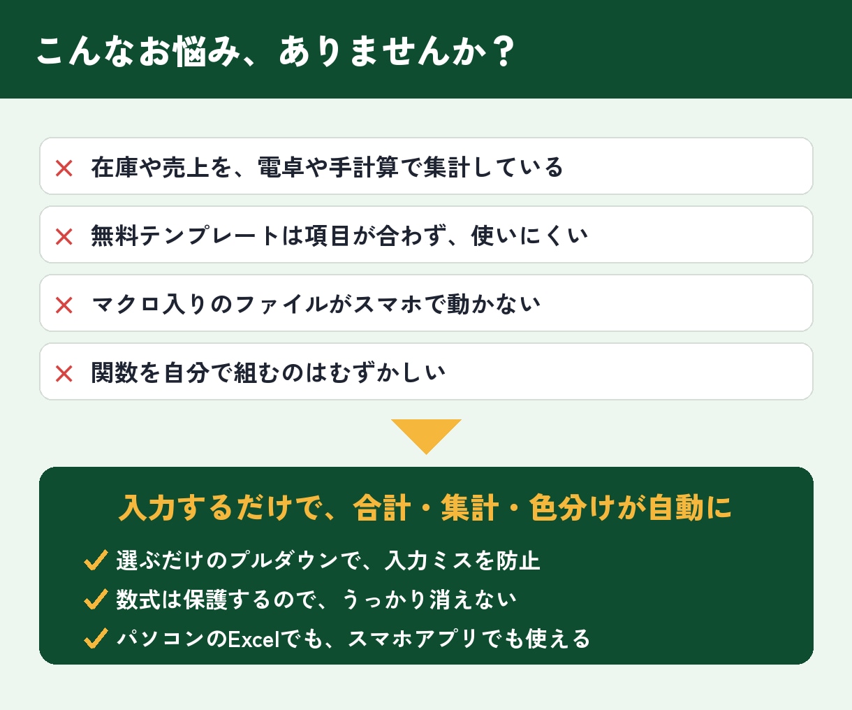 入力するだけで自動計算のExcel管理表を作ります マクロなし・関数だけ｜在庫・売上・家計簿・シフトに イメージ2
