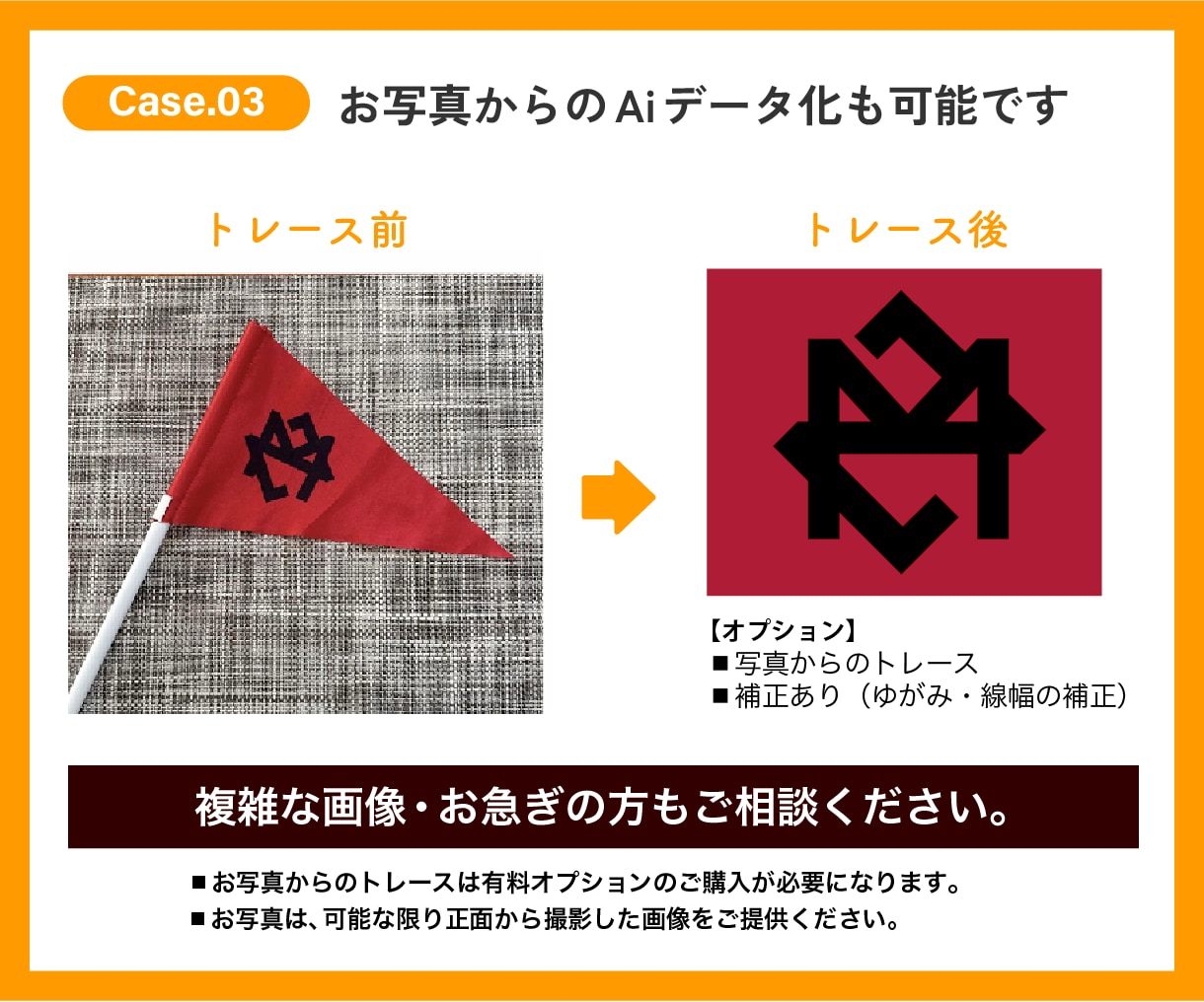 ロゴや画像を丁寧にトレースしてAIデータ化します 初めてでも安心！料金も流れも分かりやすくご案内します イメージ3