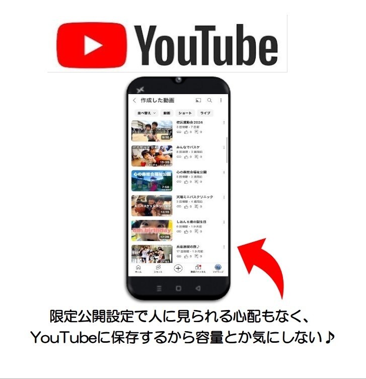 スマホ完結iPhoneで編集投稿する方法おしえます スマホ容量の悩み解決！限定公開で家族だけの思い出アルバムに♪ イメージ5