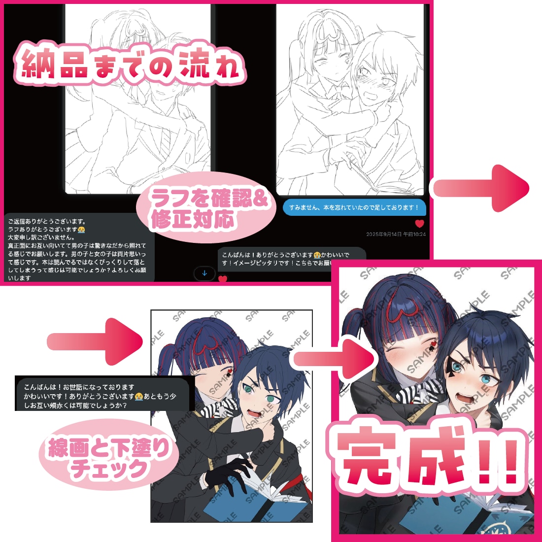 夢、BL・GL、ペアで絡みありイラスト描きます 観賞用、動画用、挿絵、アイコン、対応可能☆ イメージ5