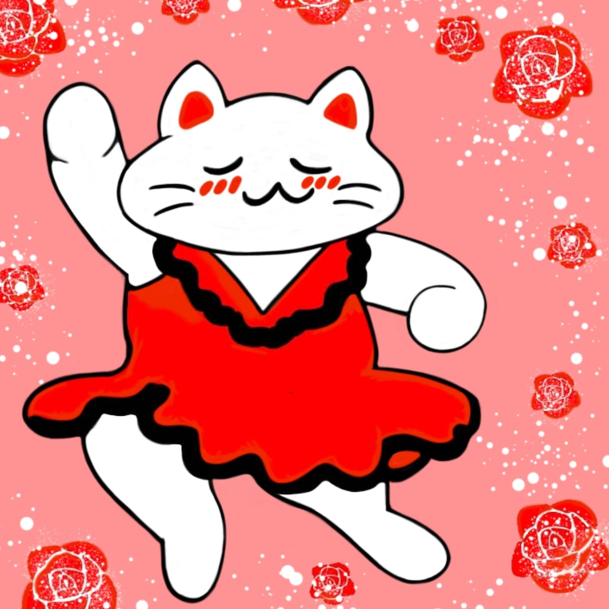 アイコンや壁紙にもおすすめします バレエ灰色猫とフラメンコ白猫一枚絵 イメージ2