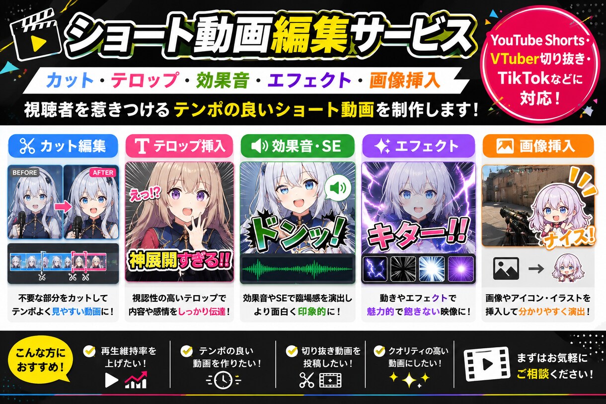1本1000円！！ショート動画3本編集いたします 依頼者様ファーストで編集心掛けています！ イメージ2