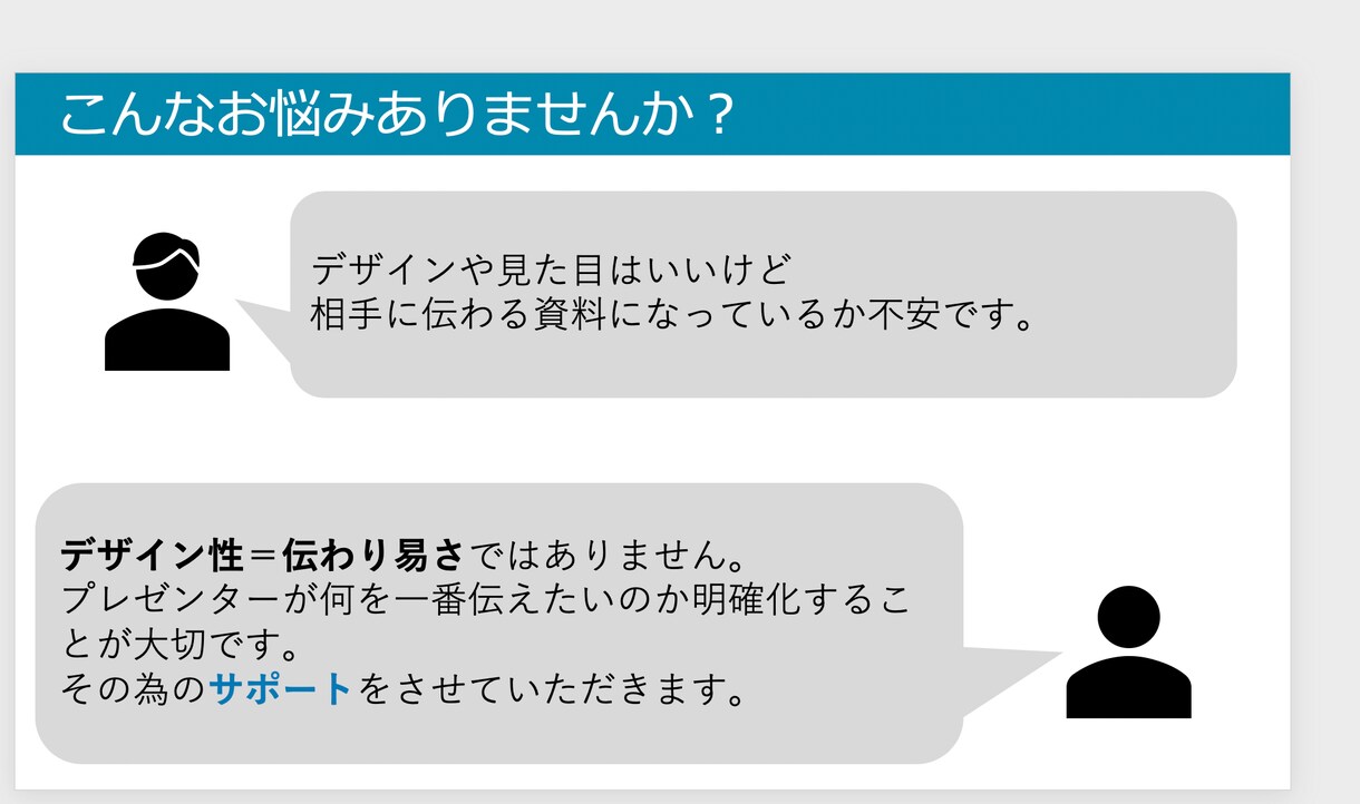 あなたの「伝えたい」をパワーポイントにします 凝ったデザインほど伝わらない。要点がぼやける。 イメージ2
