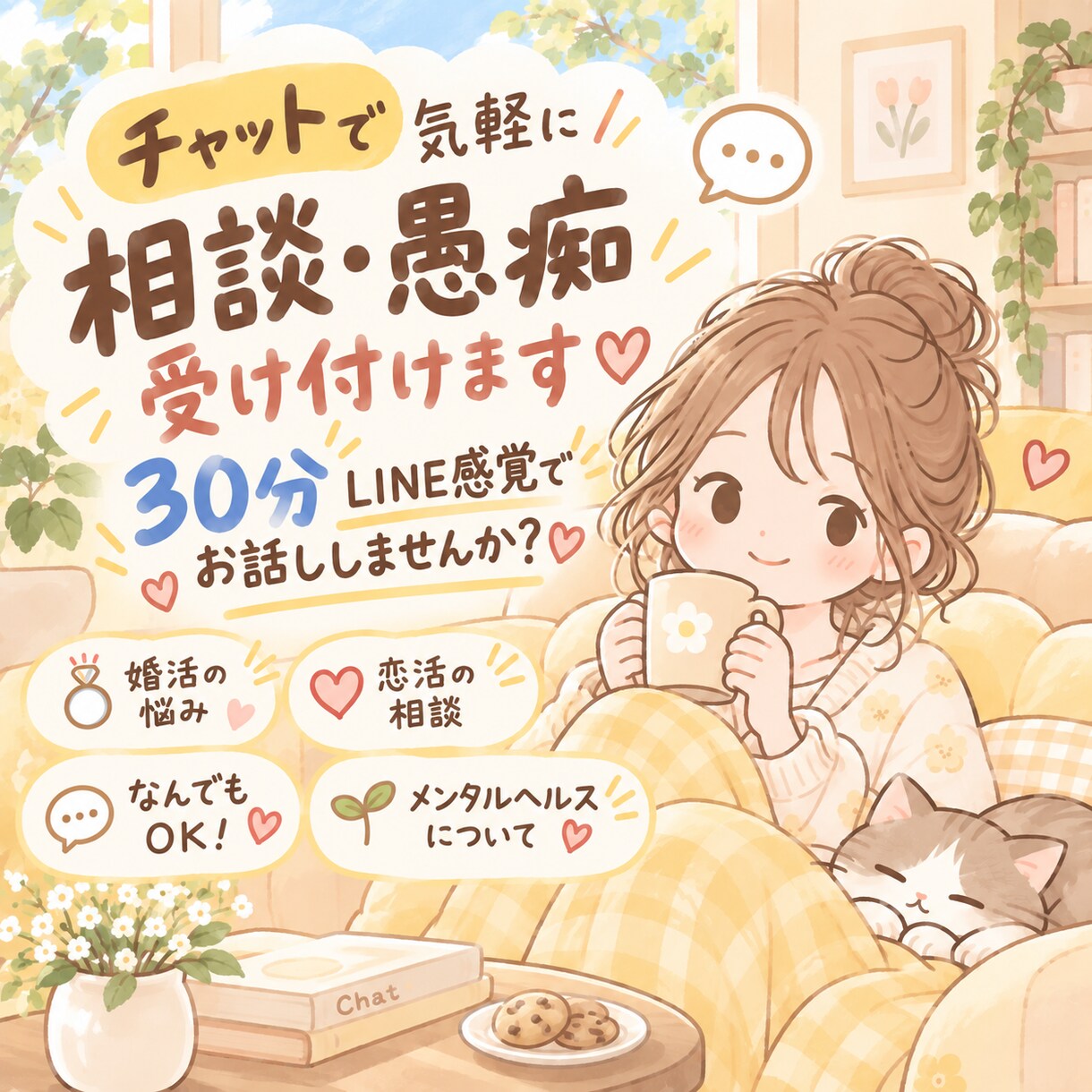 30分♡婚活・恋活など相談&愚痴などお受けします 【アラサー以上向け＊年齢性別問いません】 イメージ1