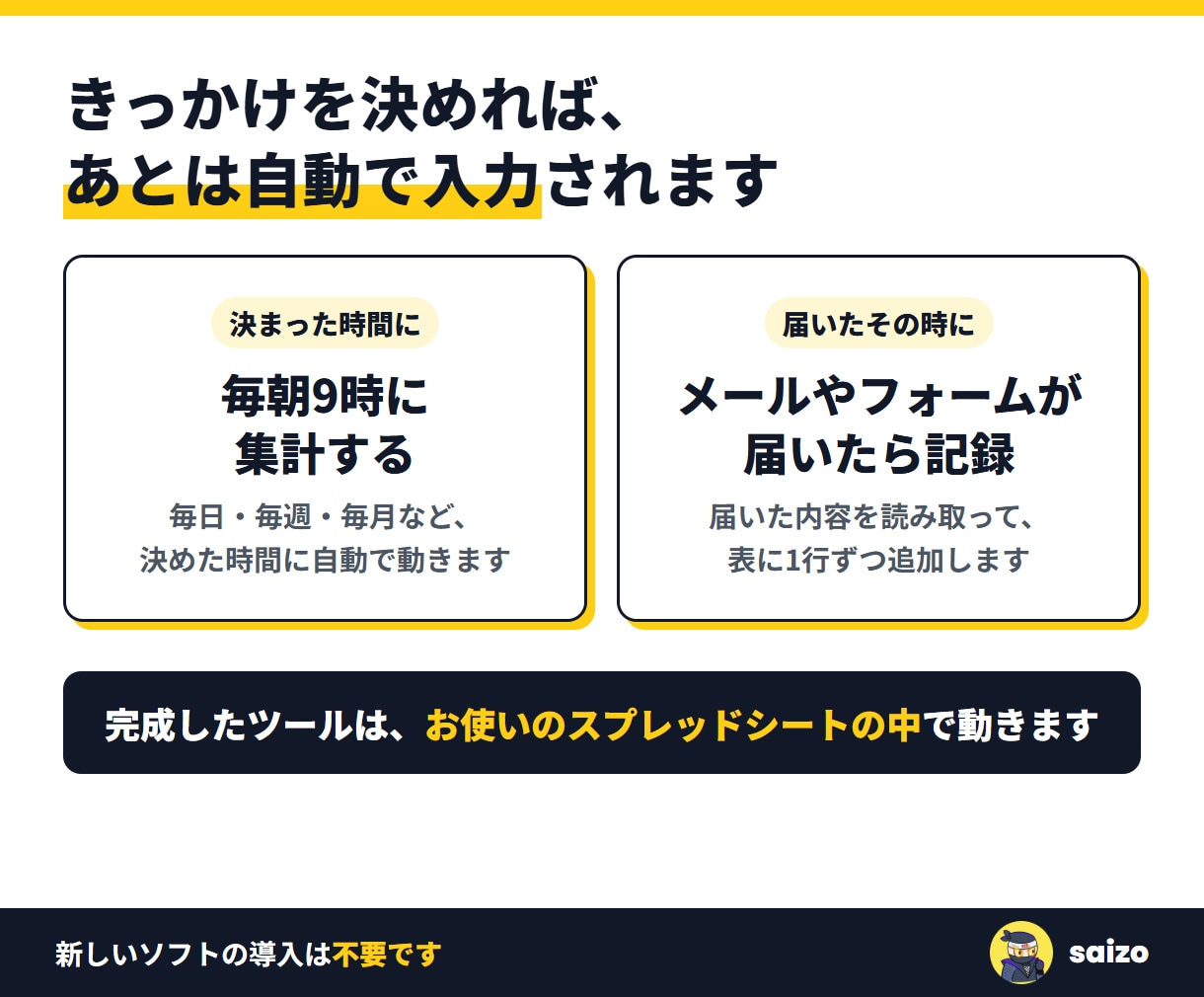 GASでスプレッドシートの手入力を自動化します 転記・集計・メールの記録を、届いたら自動で入力 イメージ3