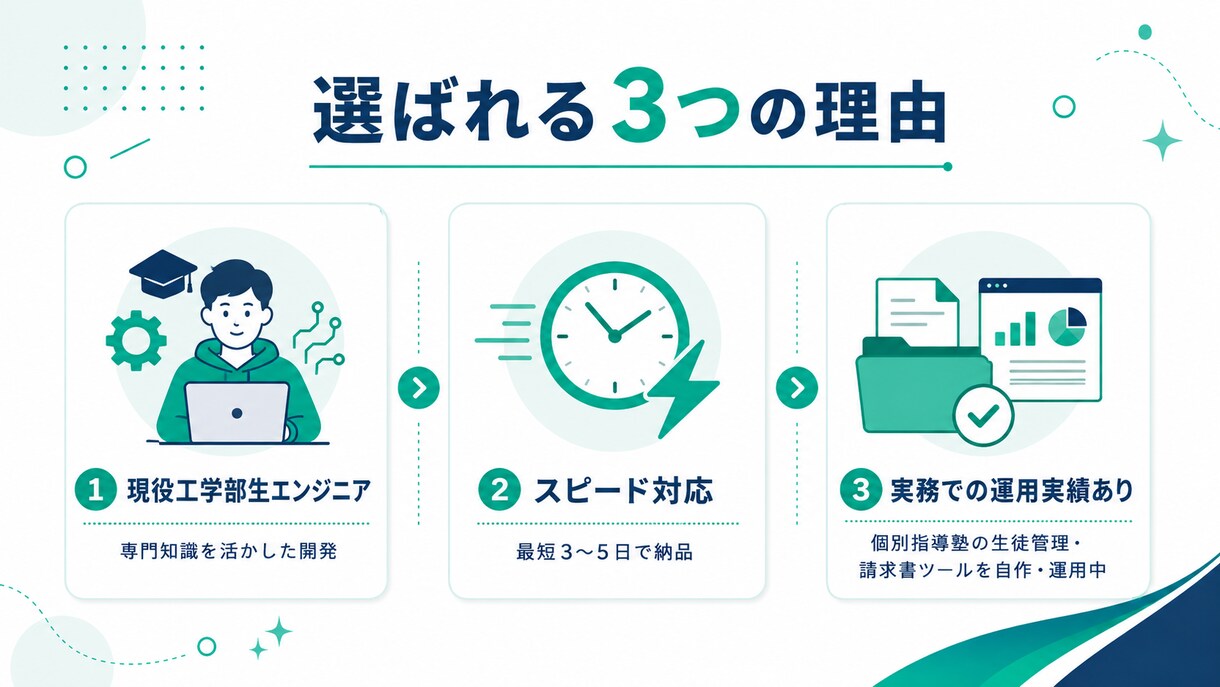 Excel/VBAで面倒な作業を自動化しますます 現役工学部生がスピード対応・丁寧にヒアリングします イメージ3