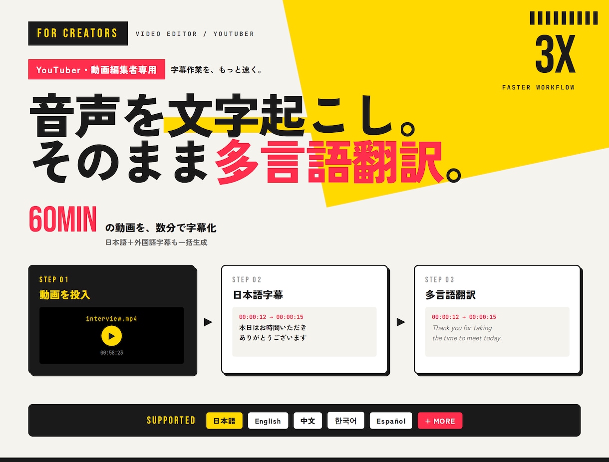 動画音声から日本語＆外国語字幕を自動生成します 最新AIを利用し、高精度な字幕生成を実現！ イメージ1