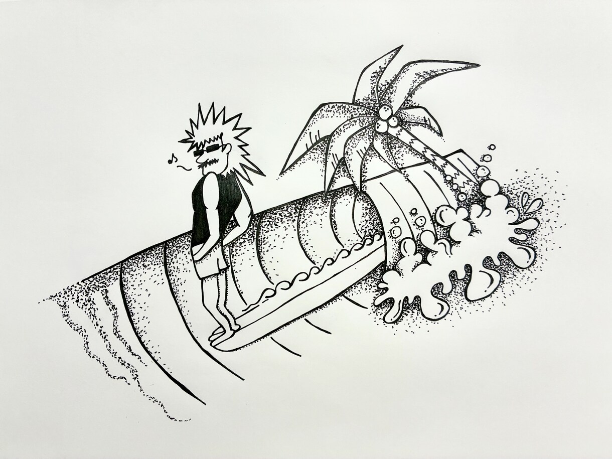 サーフィン系のデザイン制作します デジタル画、アナログ画等幅広く対応できるよう努めます。 イメージ1