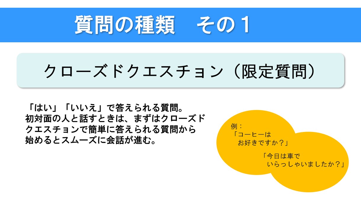 研修用PPT資料「質問力を鍛えよう」を提供します シンプルで使いやすい新人・中途社員向け研修資料です。 イメージ3