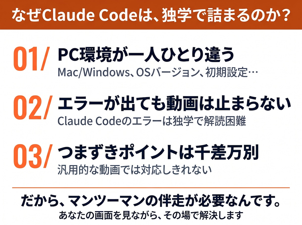 ClaudeCodeを3時間で動かせるようにします ClaudeCodeセットアップ+ツール作成|3時間マンツー イメージ2