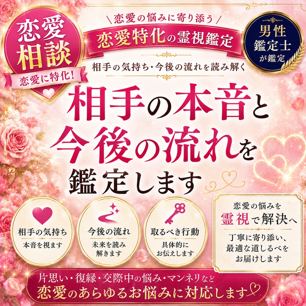 恋愛で相手の本音と今後の流れを鑑定します 恋愛で相手の気持ち・今後の流れ・取るべき行動までお伝えします イメージ1