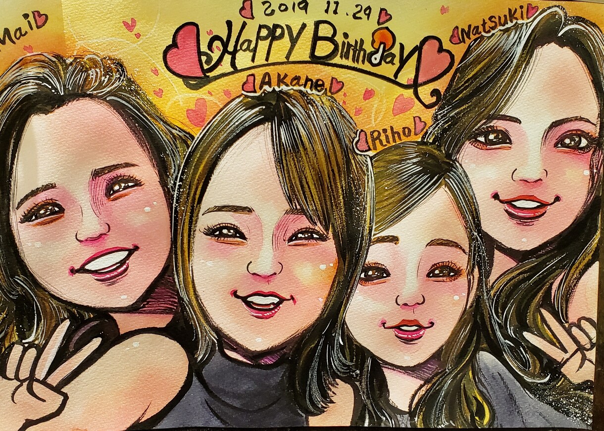 カップルや家族の似顔絵、ギャルコスプレ描きます きらびやかで美人な似顔絵に仕上げます。 イメージ4
