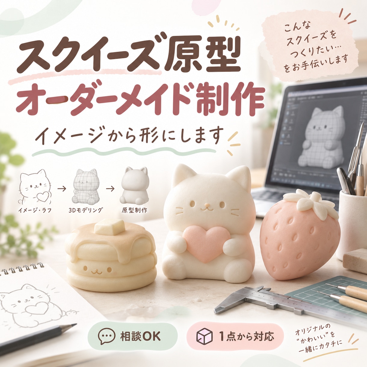 スクイーズ型の原型を制作します 写真やイメージから、型取り用の原型を形にします イメージ1