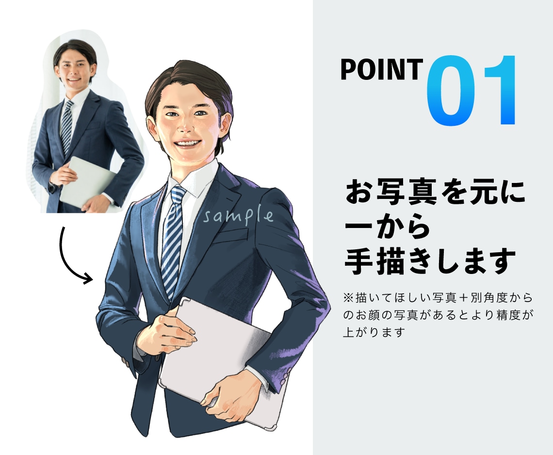 リアルだけど誇張しない！ビジネス似顔絵手描きします 自己紹介のインパクトを最大化しませんか イメージ3