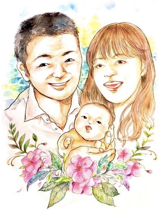 プレゼントにも！おしゃれな水彩の似顔絵描きます ウェルカムボードにもおすすめの手描きの原画サービスです。 イメージ4