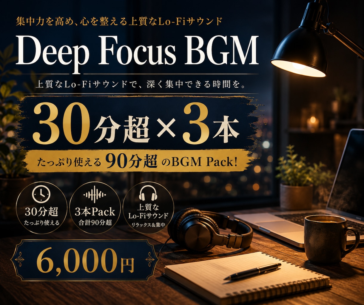 Lo-Fi BGM 30分超×3本販売します 作業・勉強がはかどるLo-Fi BGMです。合計90分超！ イメージ1
